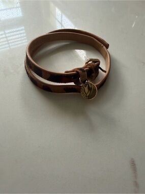Victoria Emerson Brown Leopard Double-Wrap Bracelet with Gold Disc